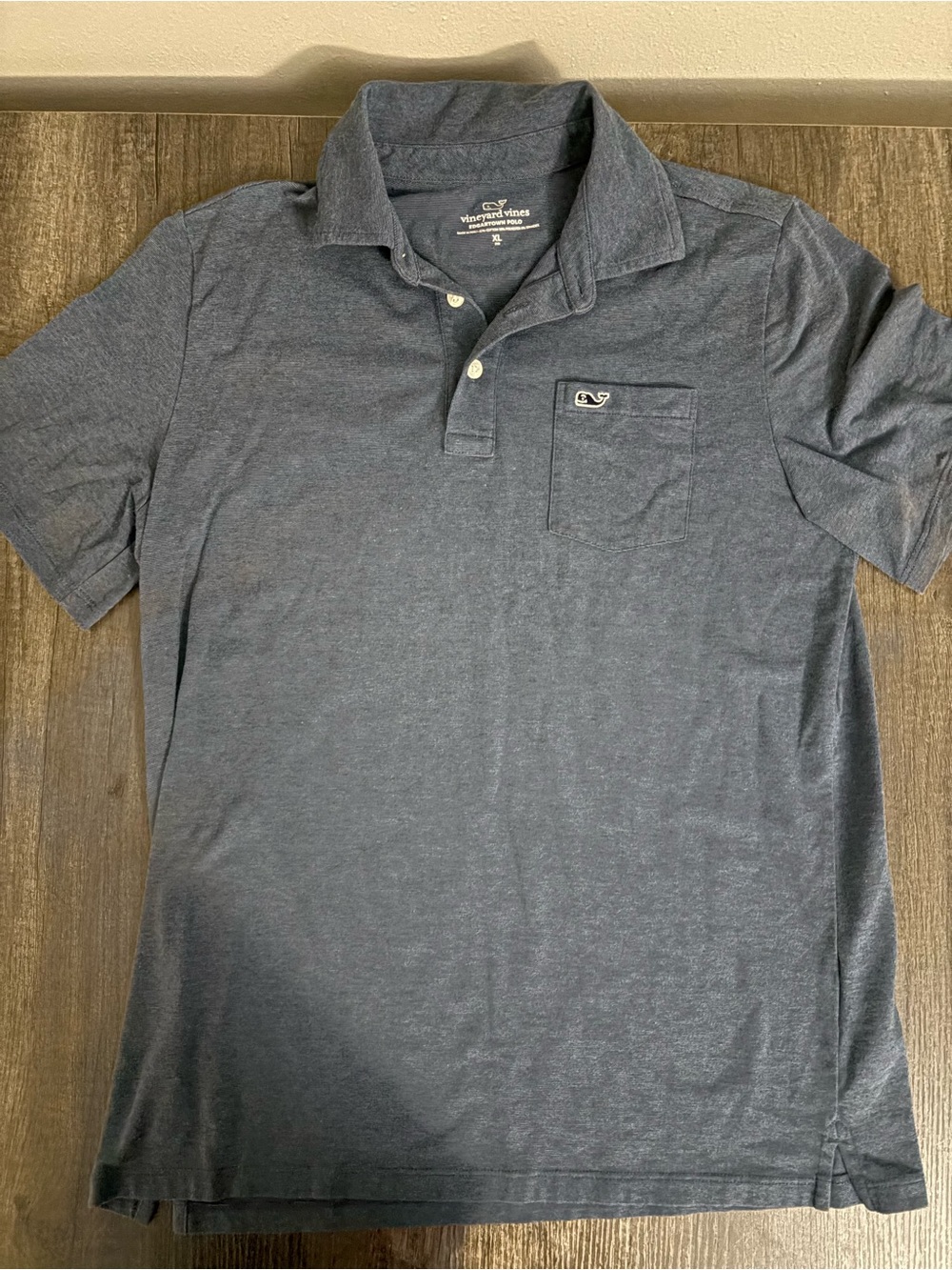 Vineyard Vines Boys/Youth Heather Navy Pocket Polo
